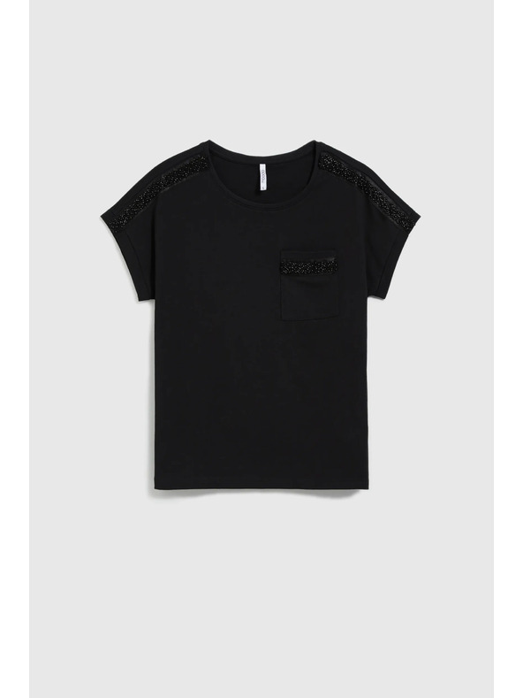 Moodo Damen-T-Shirt mit Perlen von Moodo – schwarz