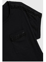Moodo Damen-T-Shirt mit Perlen von Moodo – schwarz