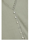 Moodo Damen olivgrünes T-Shirt mit Knöpfen
