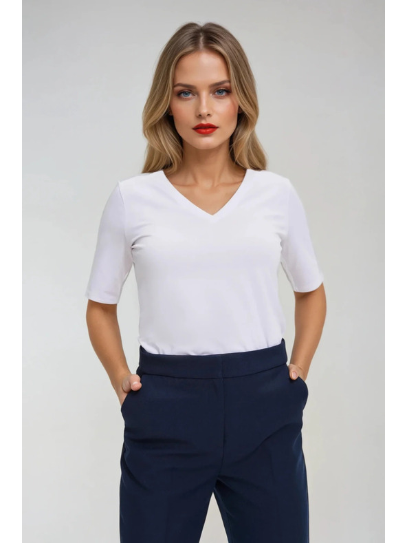 Moodo Weißes Basic Top mit 3/4-Ärmeln von Moodo