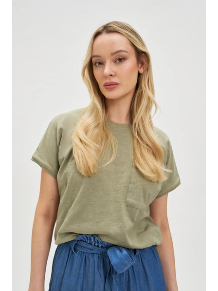 Moodo Damen Top mit Tasche von Moodo – olivgrün