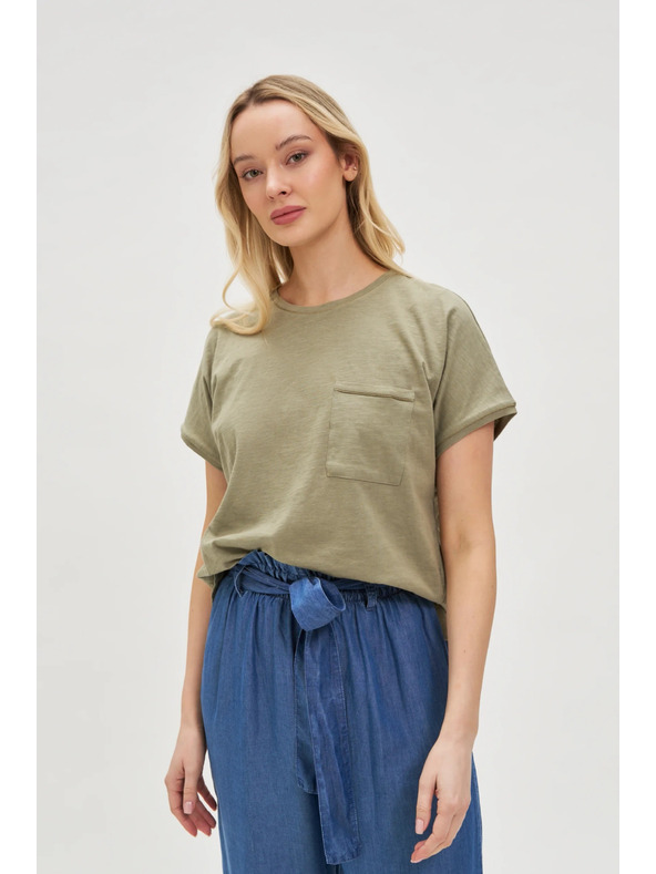 Moodo Damen Top mit Tasche von Moodo – olivgrün
