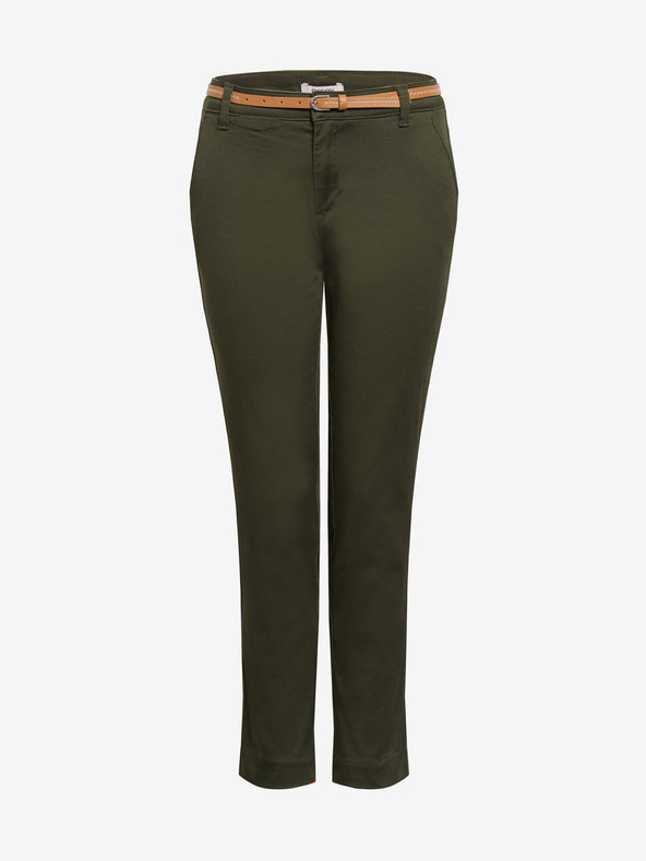 Orsay Khakifarbene abgeschnittene Chino Hose mit Gürtel ORSAY