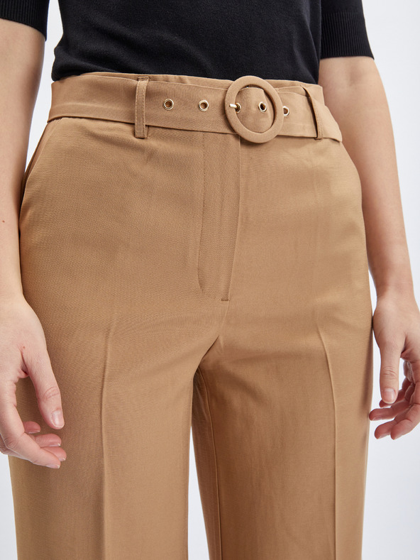 Orsay Hellbraune Damenhose mit Gürtel ORSAY