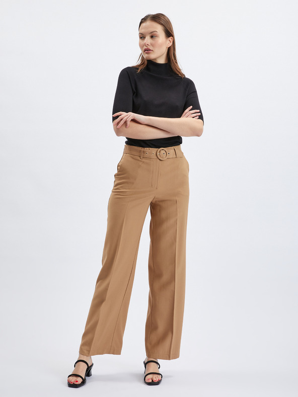Orsay Hellbraune Damenhose mit Gürtel ORSAY