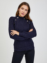 Orsay Dunkelblauer Damen Ripppullover mit Dekoknöpfen ORSAY