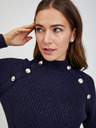 Orsay Dunkelblauer Damen Ripppullover mit Dekoknöpfen ORSAY