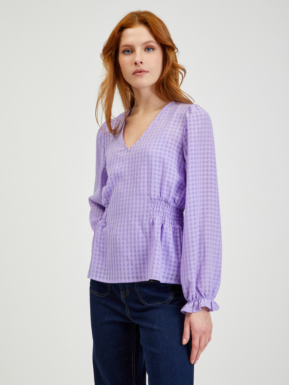 Orsay Hellviolette karierte Damenbluse ORSAY