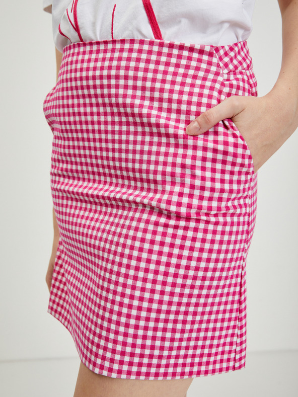 Orsay Dunkelrosa karierter Damenminirock ORSAY