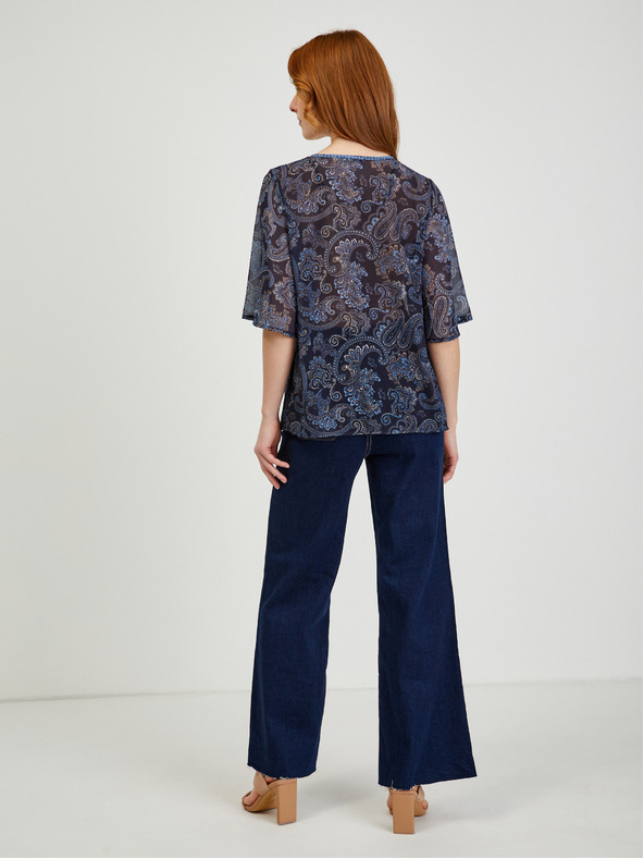 Orsay Dunkelblaue gemusterte Damenbluse ORSAY