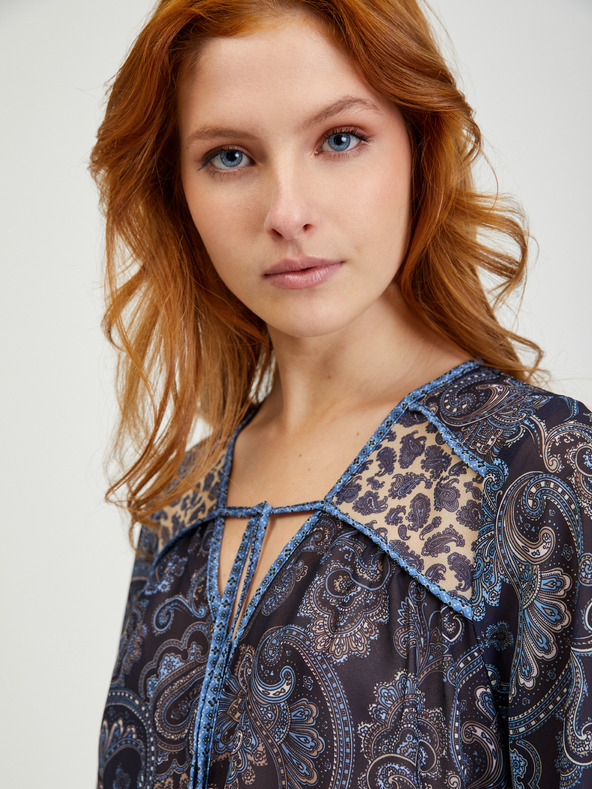 Orsay Dunkelblaue gemusterte Damenbluse ORSAY