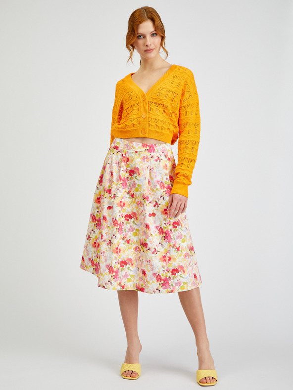 Orsay Cremefarbener geblümter Damenrock ORSAY