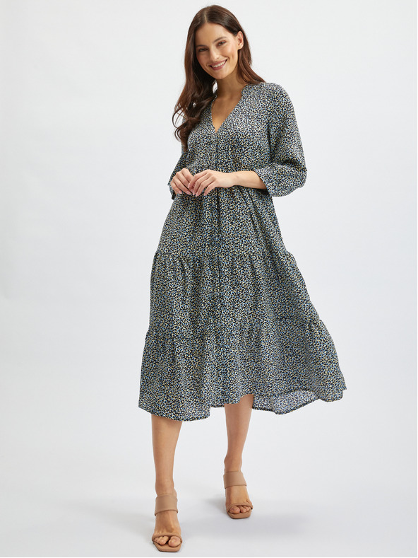 Orsay Blau-schwarz gemustertes Damen-Shirt-Kleid ORSAY