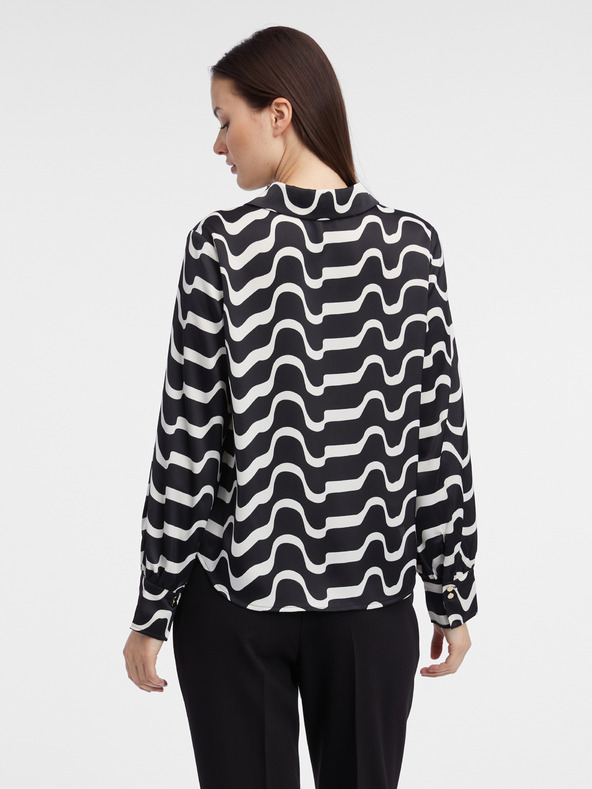 Orsay Weiß-schwarz gemusterte Damenbluse ORSAY