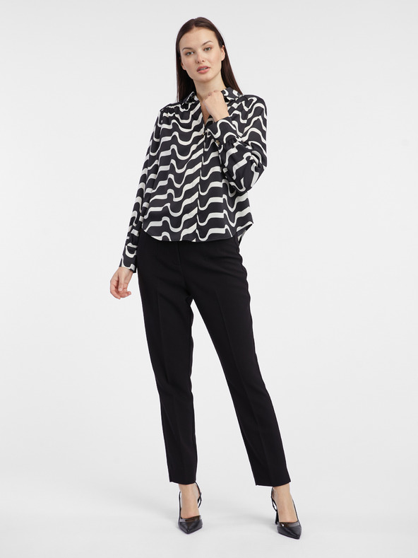 Orsay Weiß-schwarz gemusterte Damenbluse ORSAY