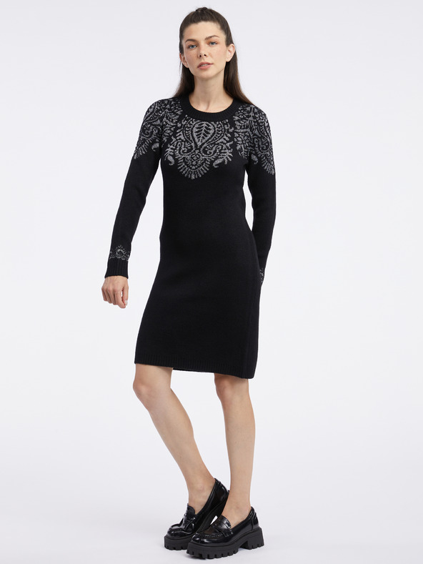 Orsay Schwarzes Damen-Pulloverkleid ORSAY