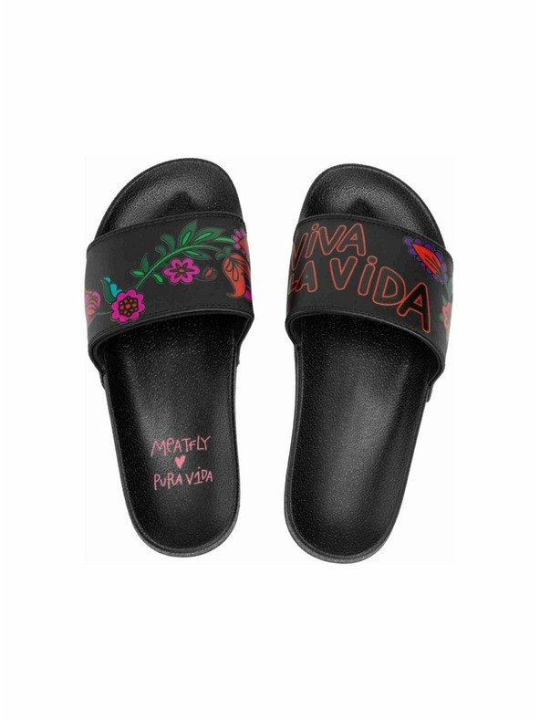 Meatfly Meatfly Damen-Hausschuhe X Hudson Pura Vida Viva La Vida Schwarz