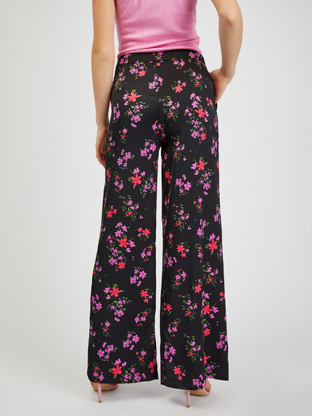 Orsay Schwarze Damenhose mit weitem Bein und Blumenmuster ORSAY