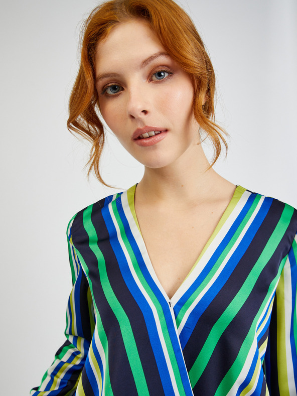 Orsay Blau-grün gestreifte Damen-Satinbluse ORSAY