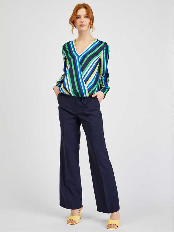 Orsay Blau-grün gestreifte Damen-Satinbluse ORSAY