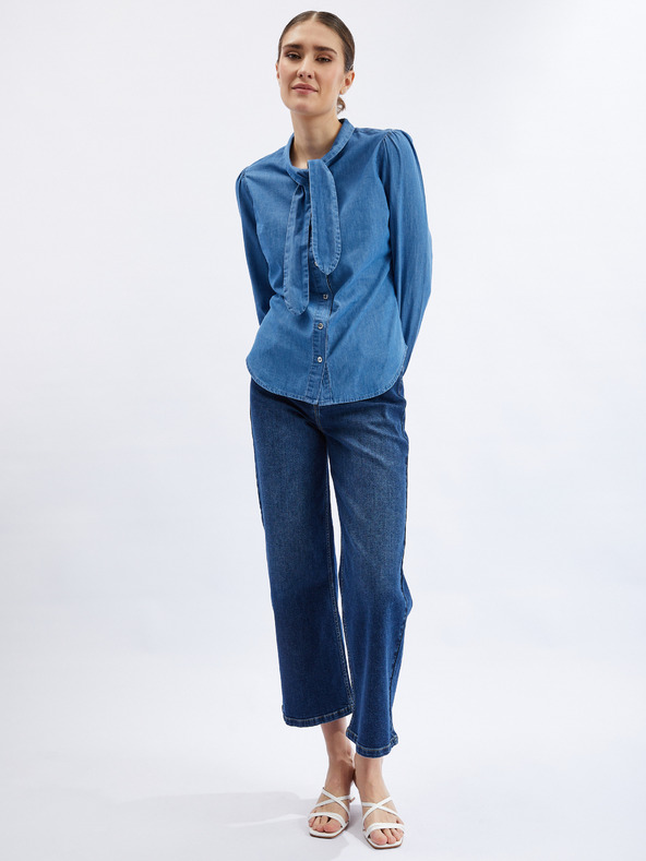 Orsay Blaues Damen-Denim-Shirt mit dekorativem Detail ORSAY