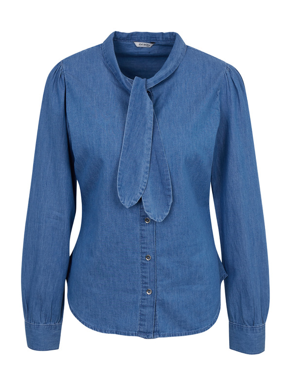 Orsay Blaues Damen-Denim-Shirt mit dekorativem Detail ORSAY