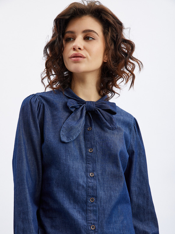 Orsay Dunkelblaues Damen-Denim-Shirt mit dekorativem Detail ORSAY