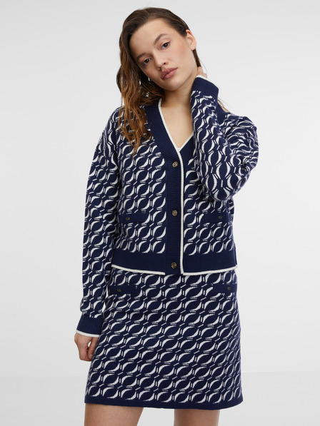 Orsay Dunkelblaue gemusterte Damen-Strickjacke ORSAY