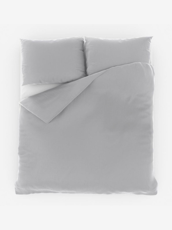 Kvalitex Französisches Musselin-Bettwäsche 220x200, 70x90cm hellgrau Qualitex