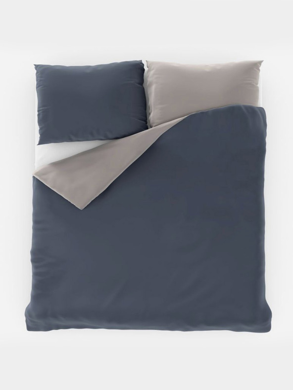 Kvalitex Satin-Französische verlängerte Bettwäsche LUXURY COLLECTION 1+2, 240x220, 70x90cm dunkelgrau / hellgrau