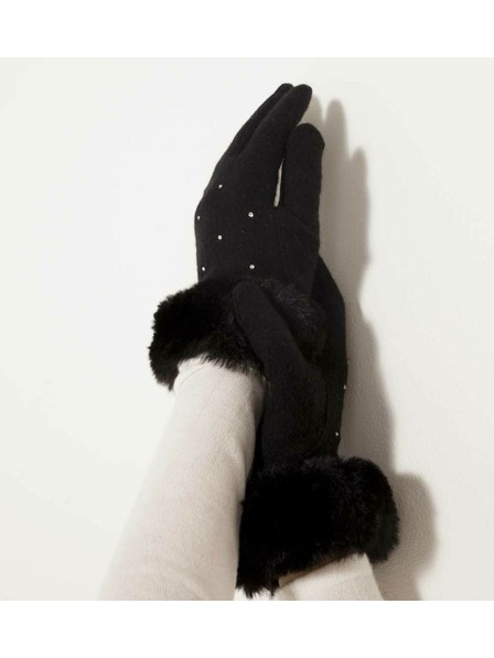 CAMAIEU AFURSTRASS Handschuhe Handgelenk Filz Pelzknöpfe Touchscreen