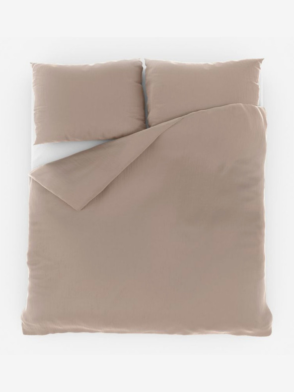 Kvalitex Französische Musselin-Bettwäsche 240x200, 70x90cm beige Kvalitex