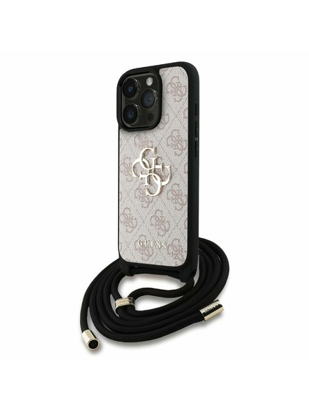 Guess Guess PU 4G Metal Logo Crossbody Riemen Rückseite Hülle für iPhone 16 Pro Pink