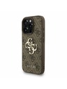 Guess Guess PU 4G Metal Logo Strap Rückseite Hülle für iPhone 16 Pro Max Braun