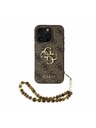 Guess Guess PU 4G Metal Logo Strap Rückseite Hülle für iPhone 15 Pro Max Braun
