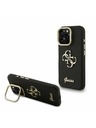 Guess Guess PU Grained 4G Logo Stand Kamera Rahmen Rückseite Hülle für iPhone 15 Pro Schwarz