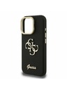 Guess Guess PU Grained 4G Logo Stand Kamera Rahmen Rückseite Hülle für iPhone 15 Pro Schwarz