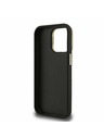 Guess Guess PU Grained 4G Logo Stand Kamera Rahmen Rückseite Hülle für iPhone 15 Pro Schwarz