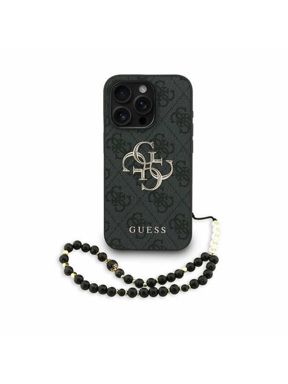 Guess Guess PU 4G Metal Logo Strap Rückseite Hülle für iPhone 15 Pro Schwarz