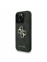 Guess Guess PU 4G Metal Logo Strap Rückseite Hülle für iPhone 15 Pro Schwarz
