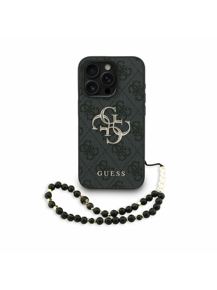 Guess Guess PU 4G Metal Logo Strap Rückseite Hülle für iPhone 15 Pro Max Schwarz