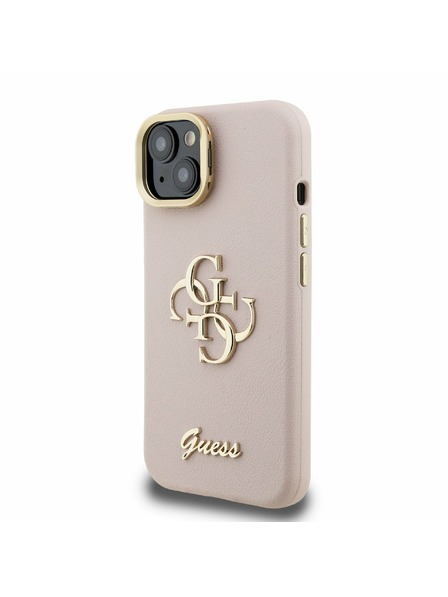 Guess Guess PU Grained 4G Logo Stand Kamera Rahmen Rückseite Hülle für iPhone 14 Pink