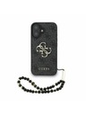 Guess Guess PU 4G Metal Logo Strap Rückseite Hülle für iPhone 16 Schwarz