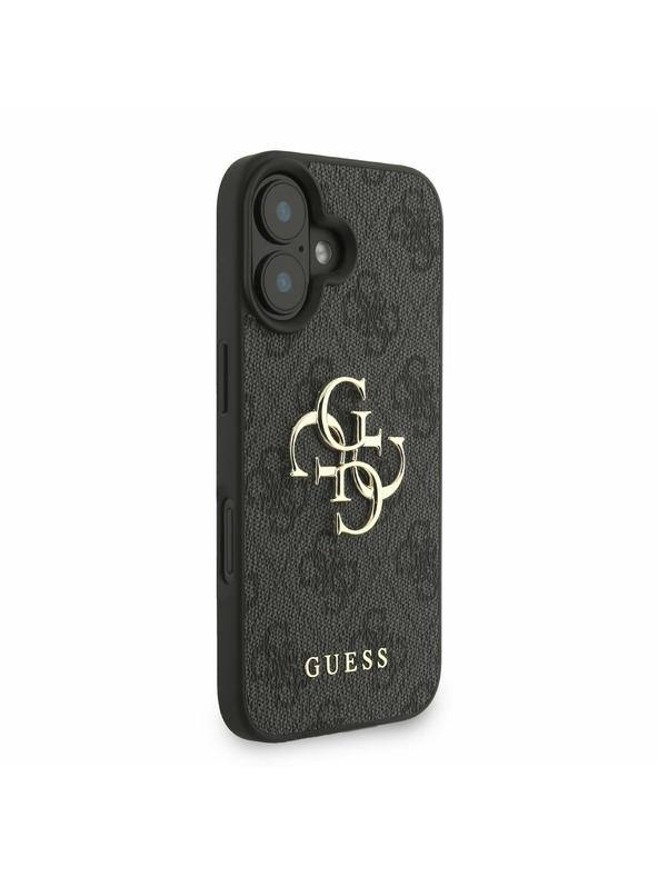 Guess Guess PU 4G Metal Logo Strap Rückseite Hülle für iPhone 16 Schwarz