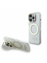 Guess Guess IML Gold Outline Stand Kamera Rahmen MagSafe Rückseite Hülle für iPhone 16 Pro Transparent
