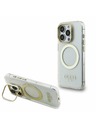 Guess Guess IML Gold Outline Stand Kamera Rahmen MagSafe Rückseite Hülle für iPhone 15 Pro Max Transparent