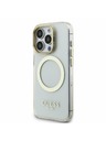 Guess Guess IML Gold Outline Stand Kamera Rahmen MagSafe Rückseite Hülle für iPhone 15 Pro Max Transparent