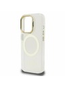Guess Guess IML Gold Outline Stand Kamera Rahmen MagSafe Rückseite Hülle für iPhone 15 Pro Max Transparent