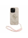 Guess Guess PU 4G Metal Logo Strap Rückseite Hülle für iPhone 16 Pro Max Pink