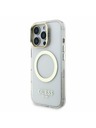Guess Guess IML Gold Outline Stand Kamera Rahmen MagSafe Rückseite Hülle für iPhone 16 Pro Max Transparent